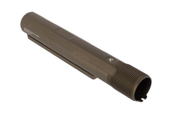 Strike Industries 7-position advanced receiver extension with fde finish features an extended nose for easy alignment